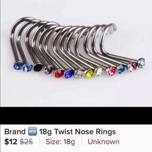 18g Jeweled Twisted Nose Rings!